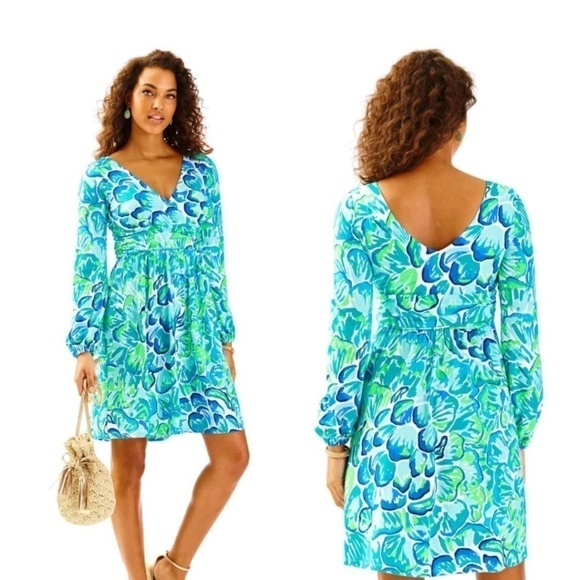 Lilly Pulitzer Fleur Dress Agate Lazy River - Picture 1 of 8